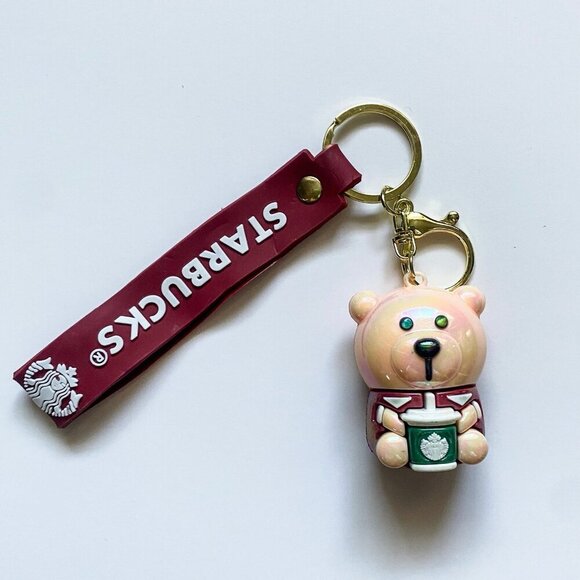 Accessories - Starbucks Bearista Keychain Green Cup Holder Brown Strap Coffee Mascot Bag Charm